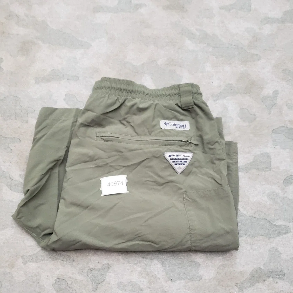Columbia PFG Shorts Mens Medium Green Omni-Shade Drawstring Fishing Hiking Camp